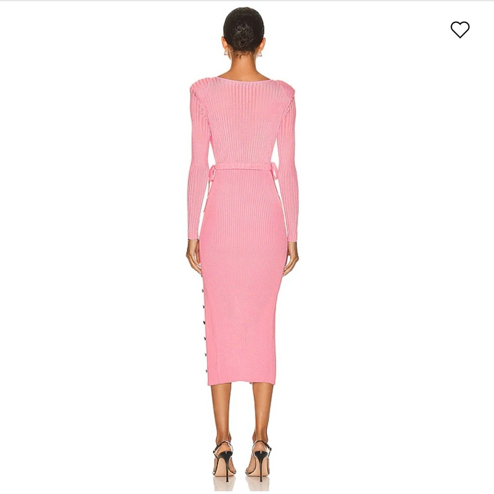 Self Portrait Viscose Ribbed Knit Midi Dress PINK size small - Picture 4 of 6